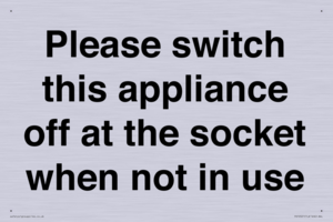 Please switch this appliance off at the socket when not in use
